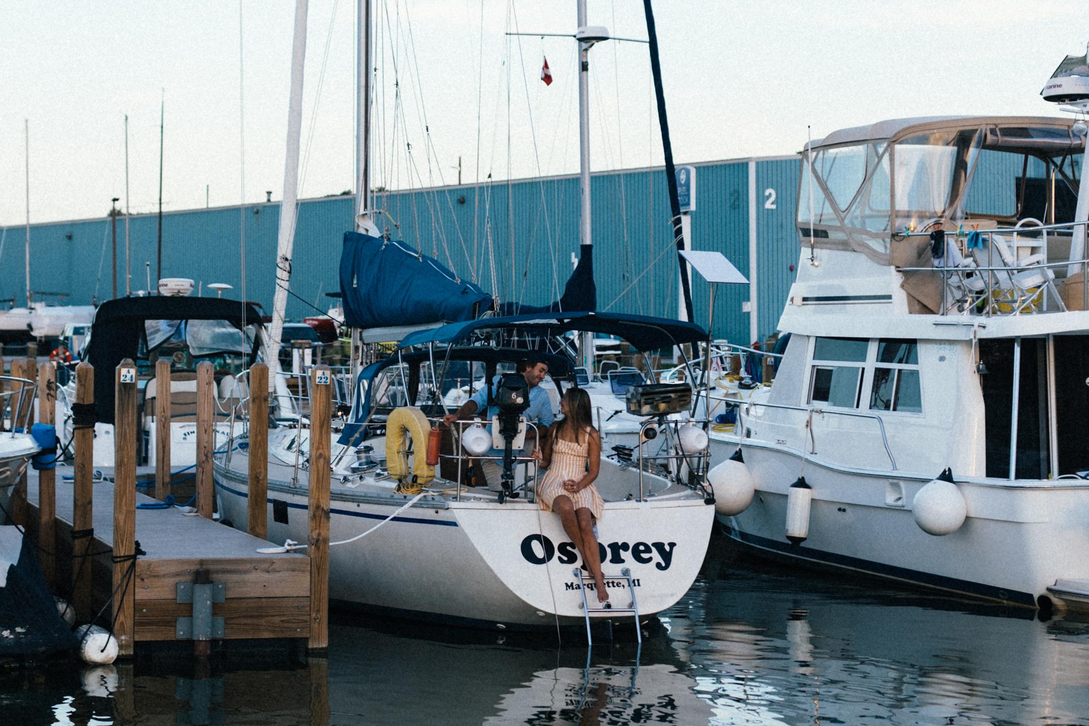 Fishing boats moored in the harbor